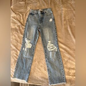 Ripped straight leg jeans, size 3 or 25 - never worn